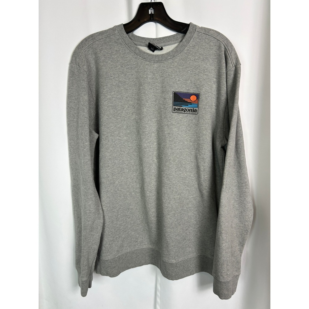 Patagonia Grey Organic Cotton Graphic Crewneck Pull over Sweatshirt Gorpcore